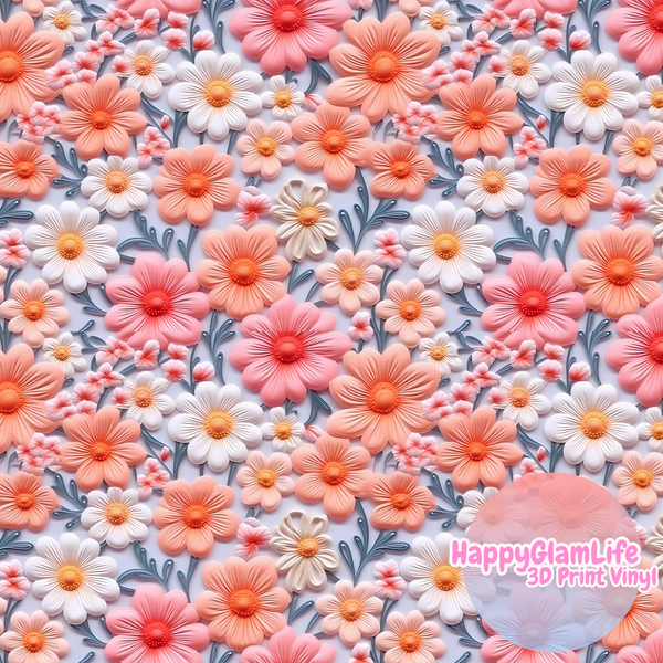 Summer Mini Flowers - 3D Print Style Vinyl