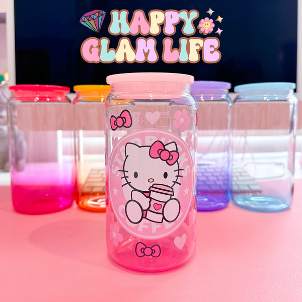 Ombre Glass Can HK 16oz with Colored Straw