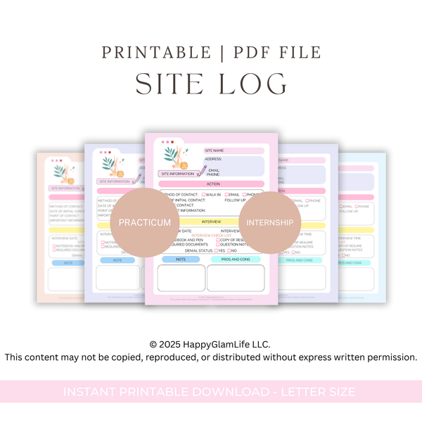 Site Log with color background
