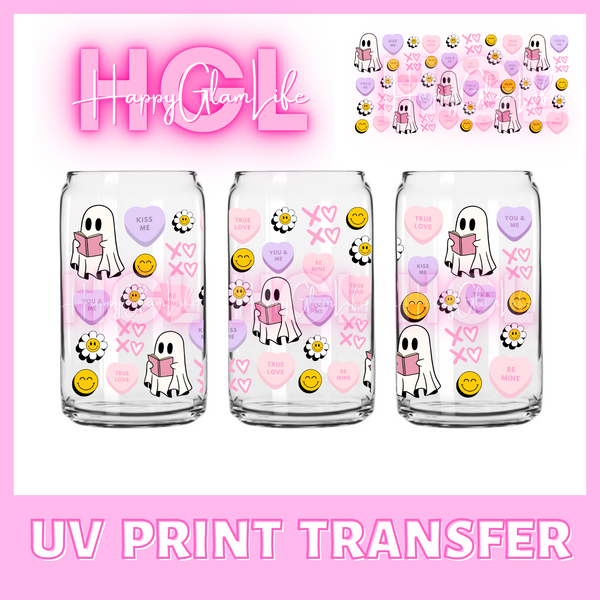 Valentine Ghost Books Candy Hearts  - UV Print Transfer