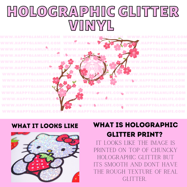 Cherry Blossom July Holographic Glitter Vinyl Wrap