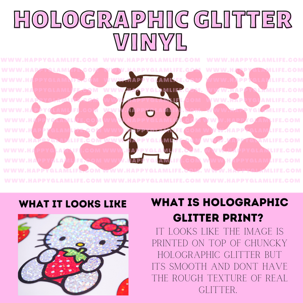Cow Pink Holographic Glitter Vinyl Wrap