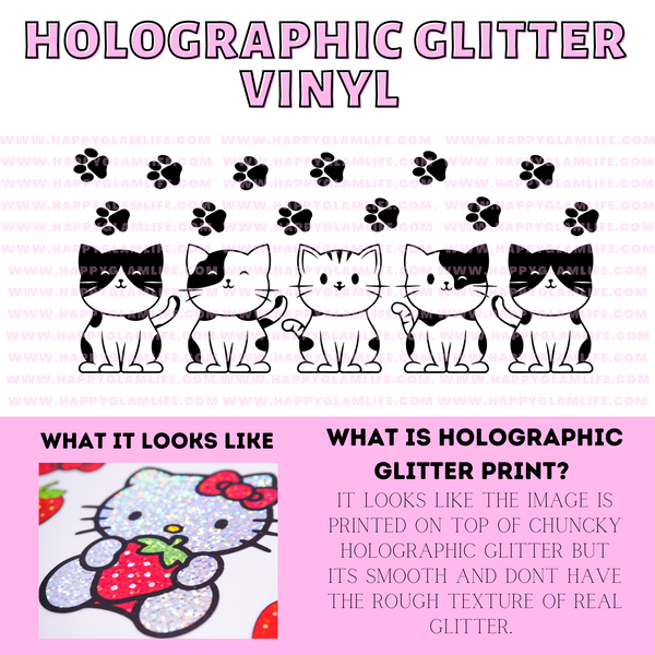 Cat Holographic Glitter Vinyl Wrap