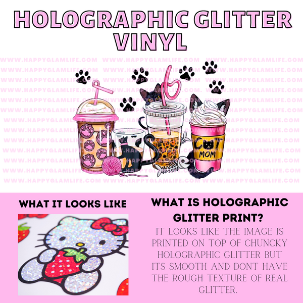 Cat Mom Holographic Glitter Vinyl Wrap