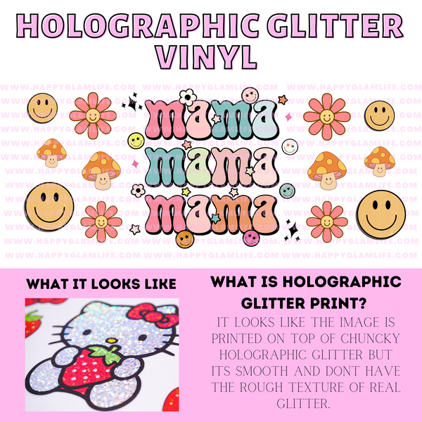 Mama Retro Holographic Glitter Vinyl Wrap