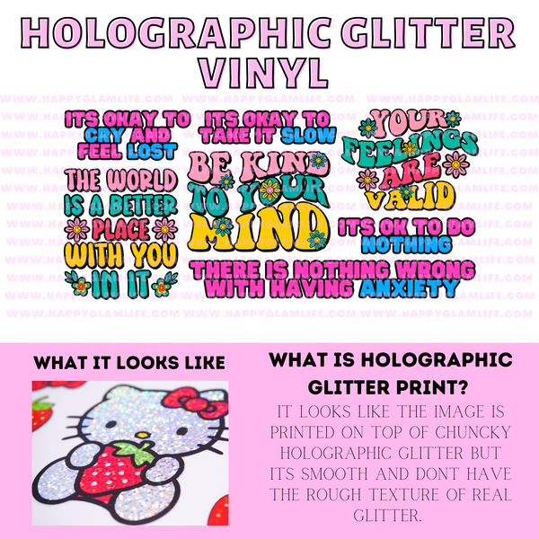 Mental Health Holographic Glitter Vinyl Wrap