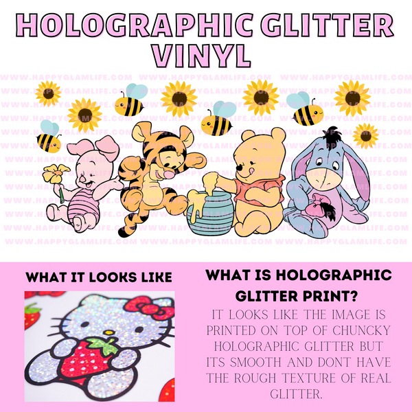 Winnie the Pooh Holographic Glitter Vinyl Wrap