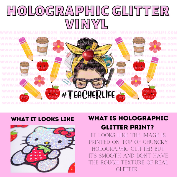 Teacher Holographic Glitter Vinyl Wrap