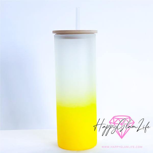 Frosted Yellow Glass Can 25oz