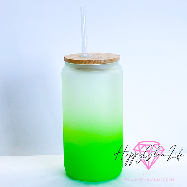 Frosted Green Glass Can 16oz