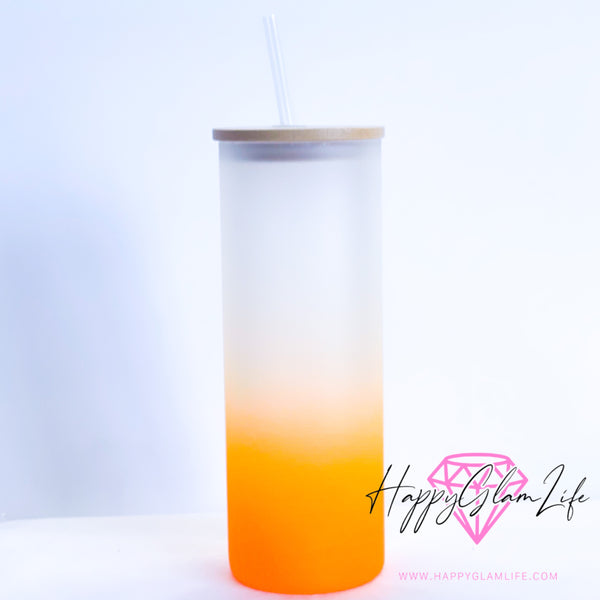Frosted Orange Glass Can 25oz