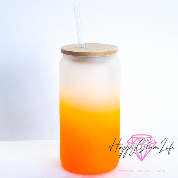 Frosted Orange Glass Can 16oz